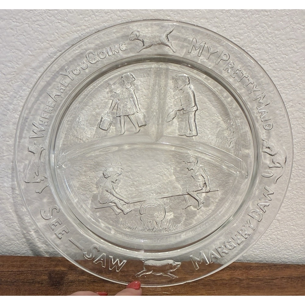 Vintage Indiana Depression Glass Mother‎ Goose Plate Margery Daw My Pretty Maid